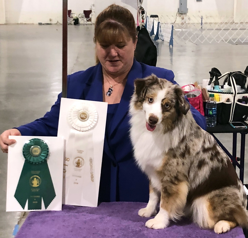 Teresa and Shine at an AKC show.